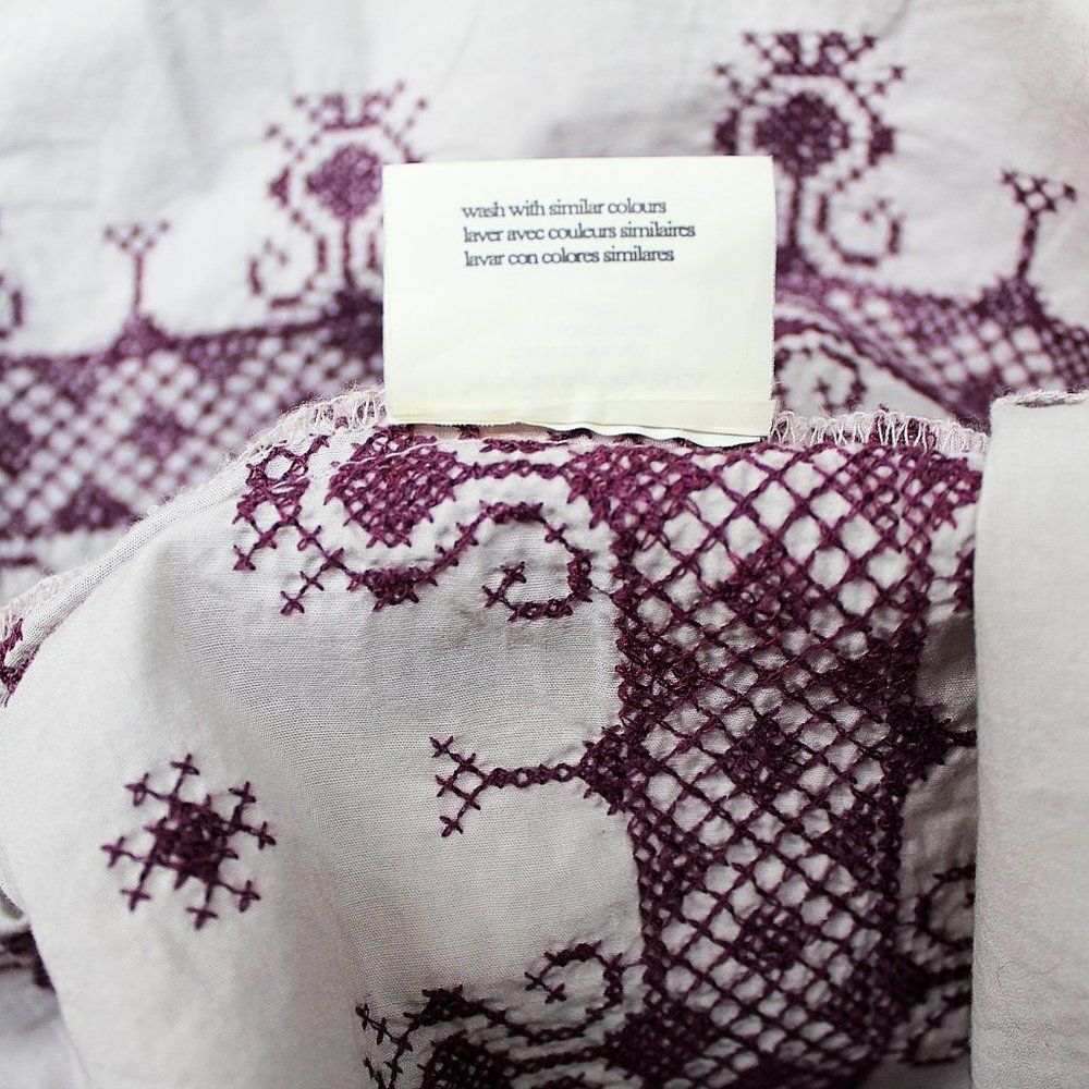 Odd Molly Cotton Four Continents Tunic Dress Plum Embroidered Knee Length Sz 1/S - Picture 14 of 15